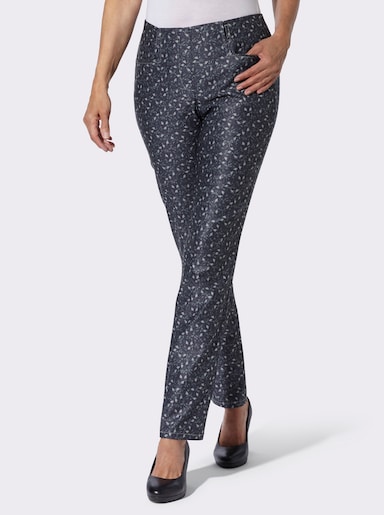 Cosma Schlupfhose mit Blüten- und Blätterdruck - marine-bedruckt