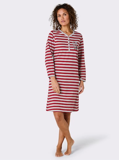 Comtessa Sleepshirt - grau-meliert-rot-geringelt