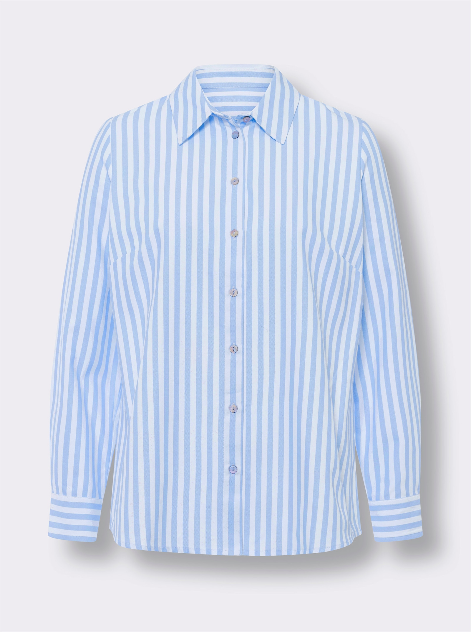 heine Klassische Bluse mit Kellerfalte im Rücken - eisblau-weiß-gestreift