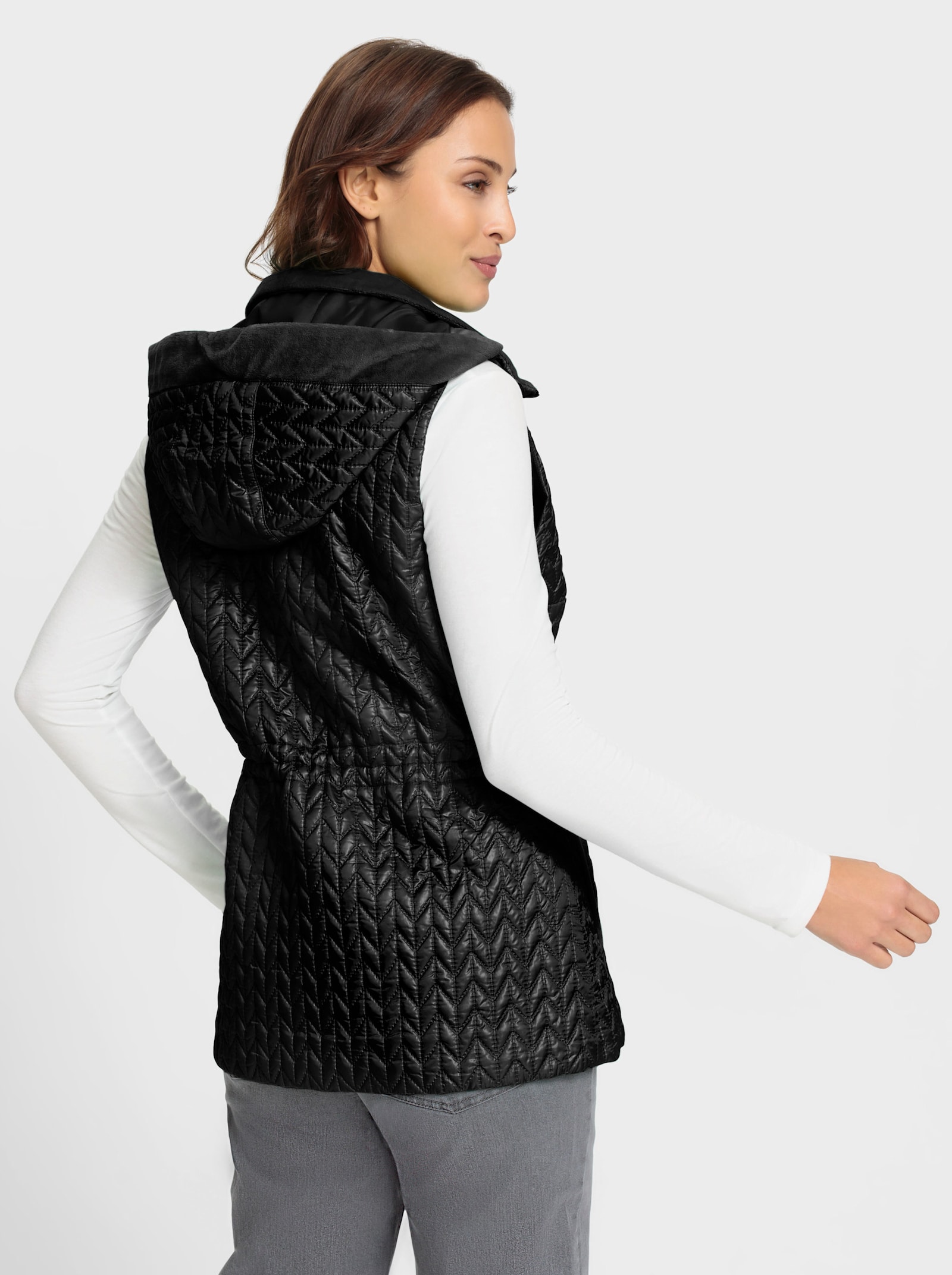 Bodywarmer met zigzag-laserstiksel - zwart