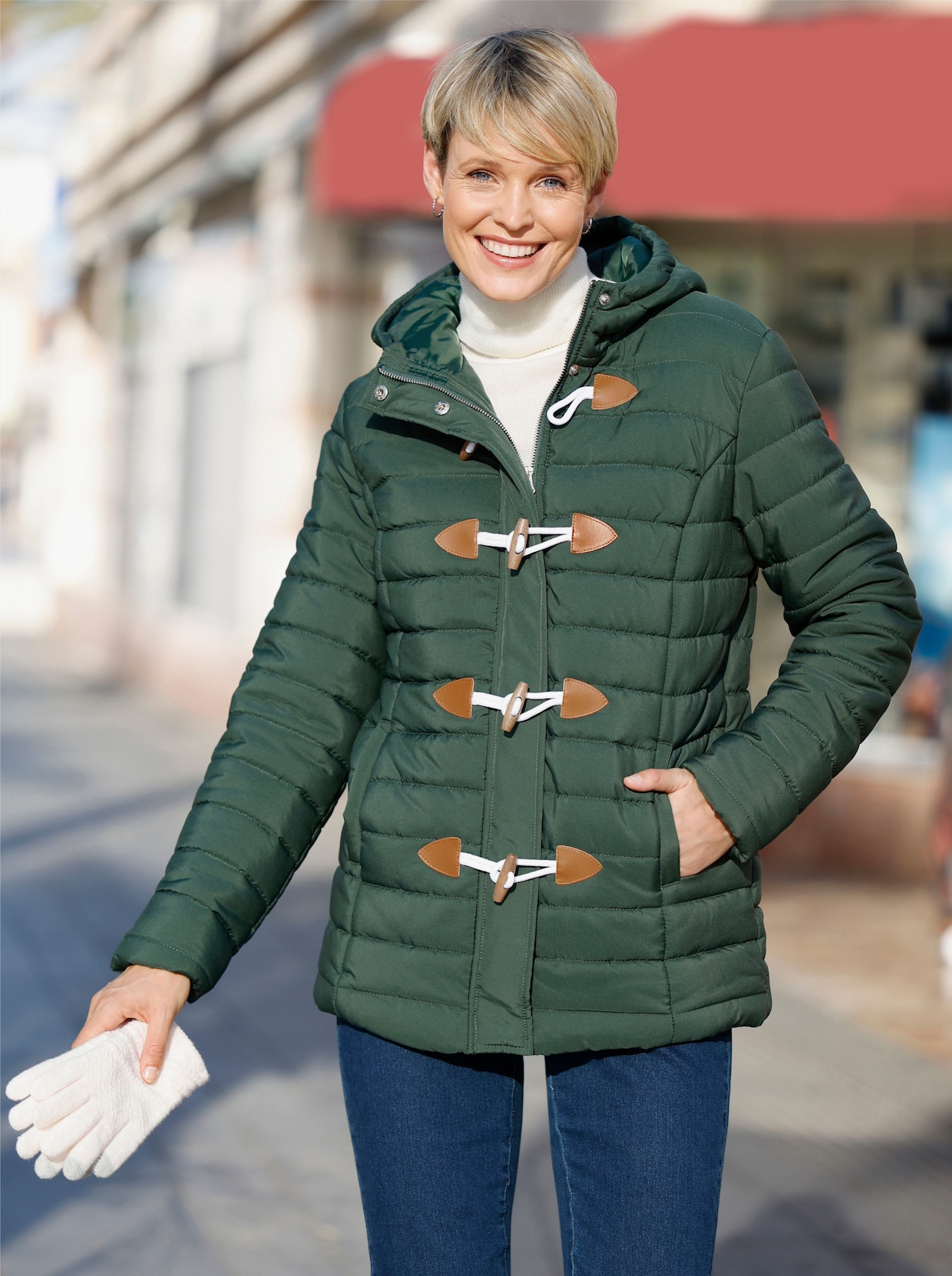 Steppjacke mit Knebelknöpfen - moos