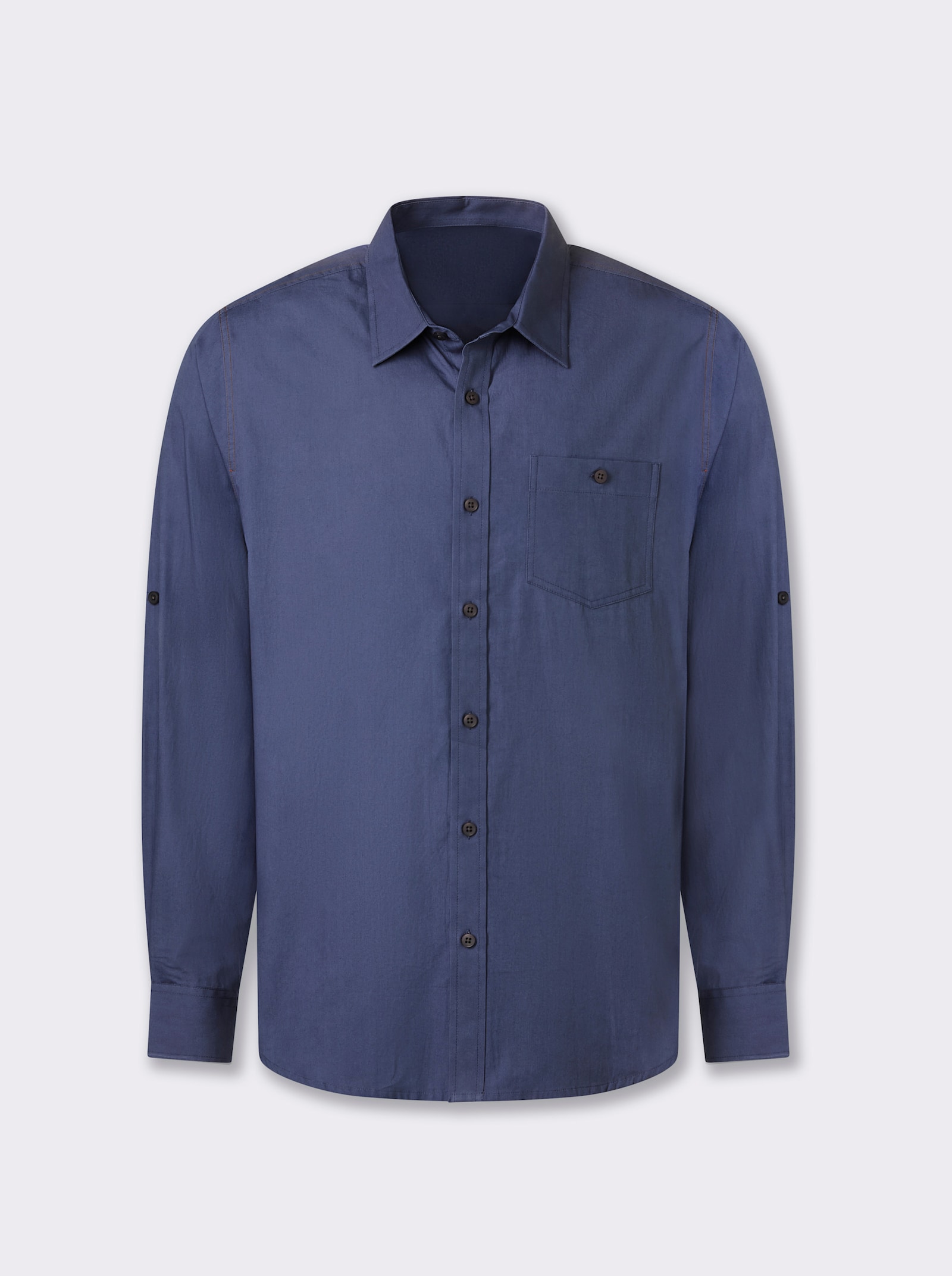 Catamaran Langarmhemd mit Krempelärmeln, Baumwolle - rauchblau