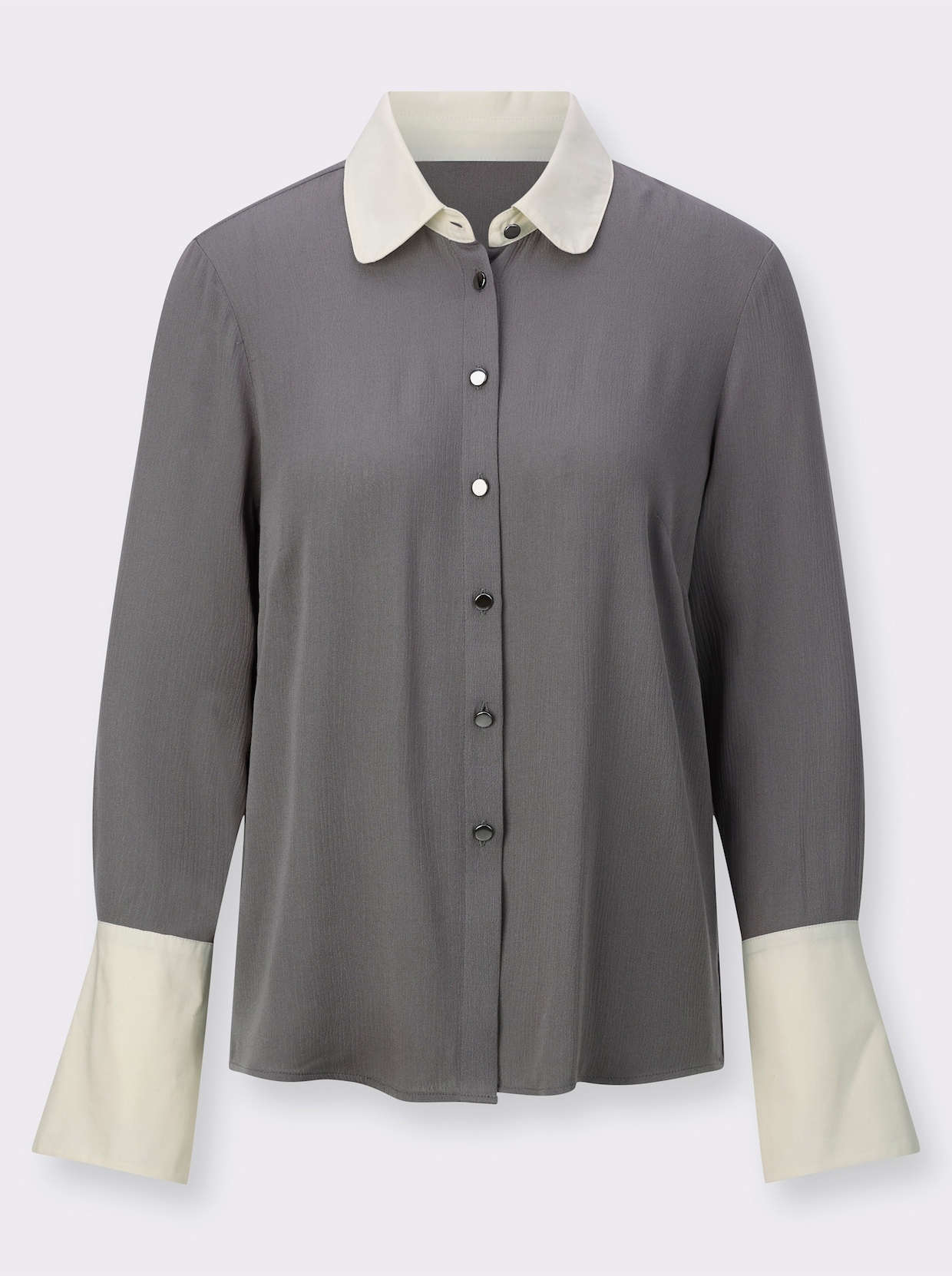 Klassieke blouse - antraciet/ecru gedessineerd