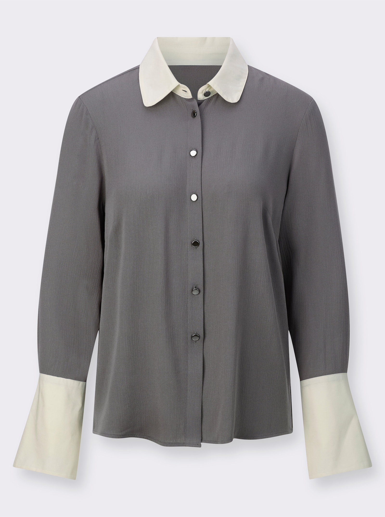 Chemisier classique en mélange de matières - anthracite-écru à motifs