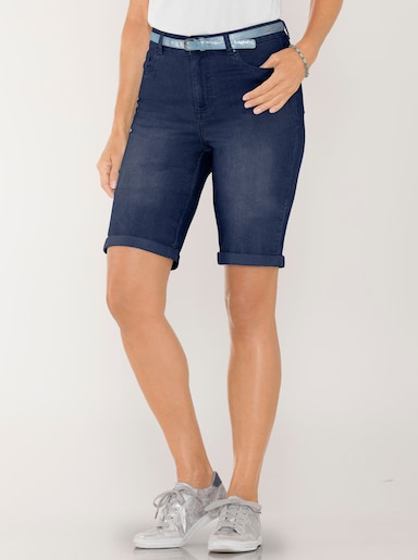 Jeansbermudas mit Gratis-Gürtel - blue-stone-washed