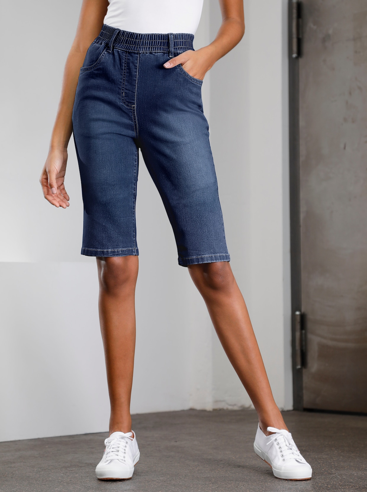 Jeansbermudas - blue-stone-washed