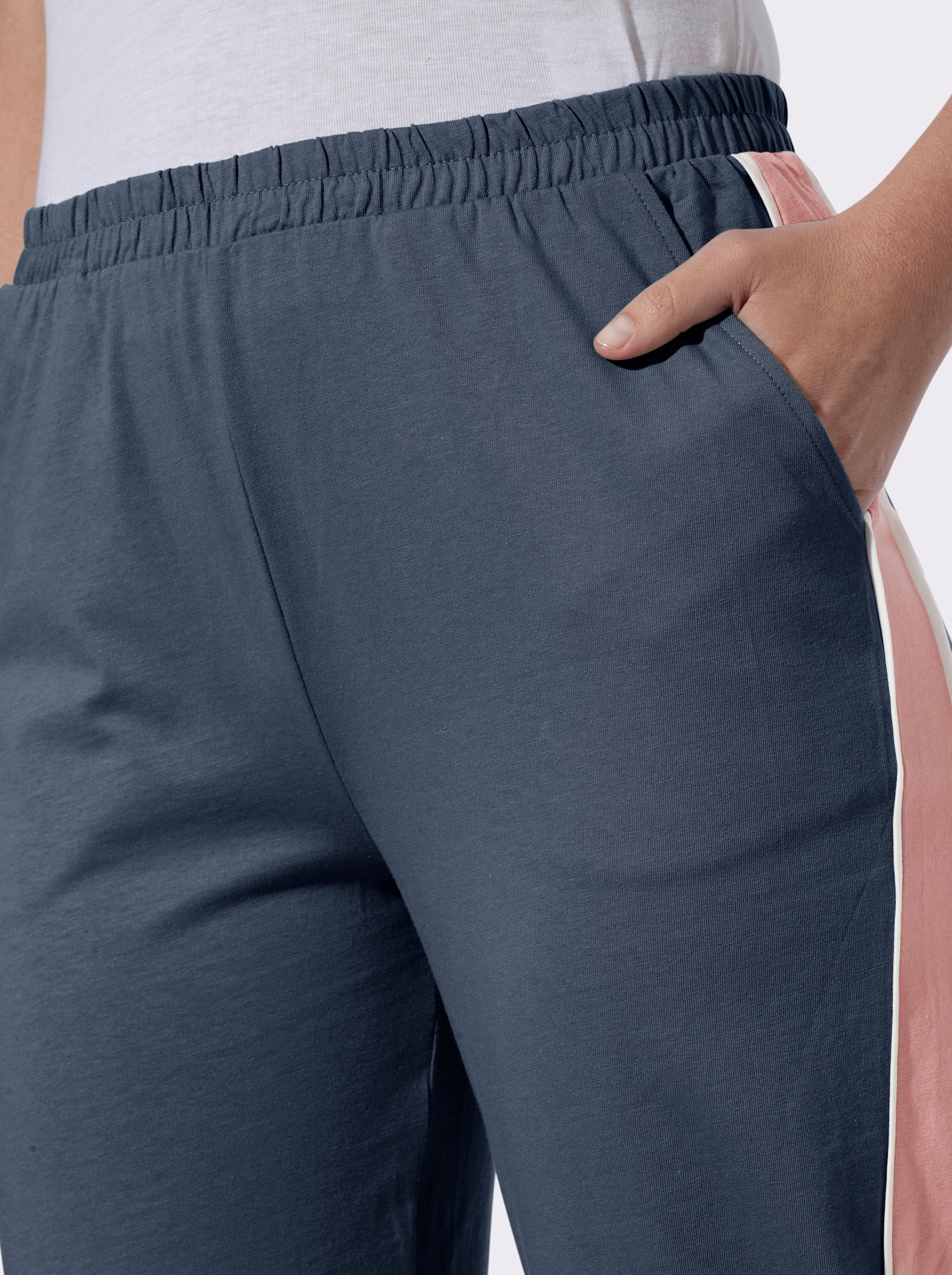 Freizeithose mit Galonstreifen - dunkelblau