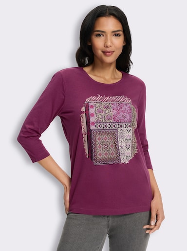 3/4-Arm-Shirt mit Patchwork-Muster - malve-traube
