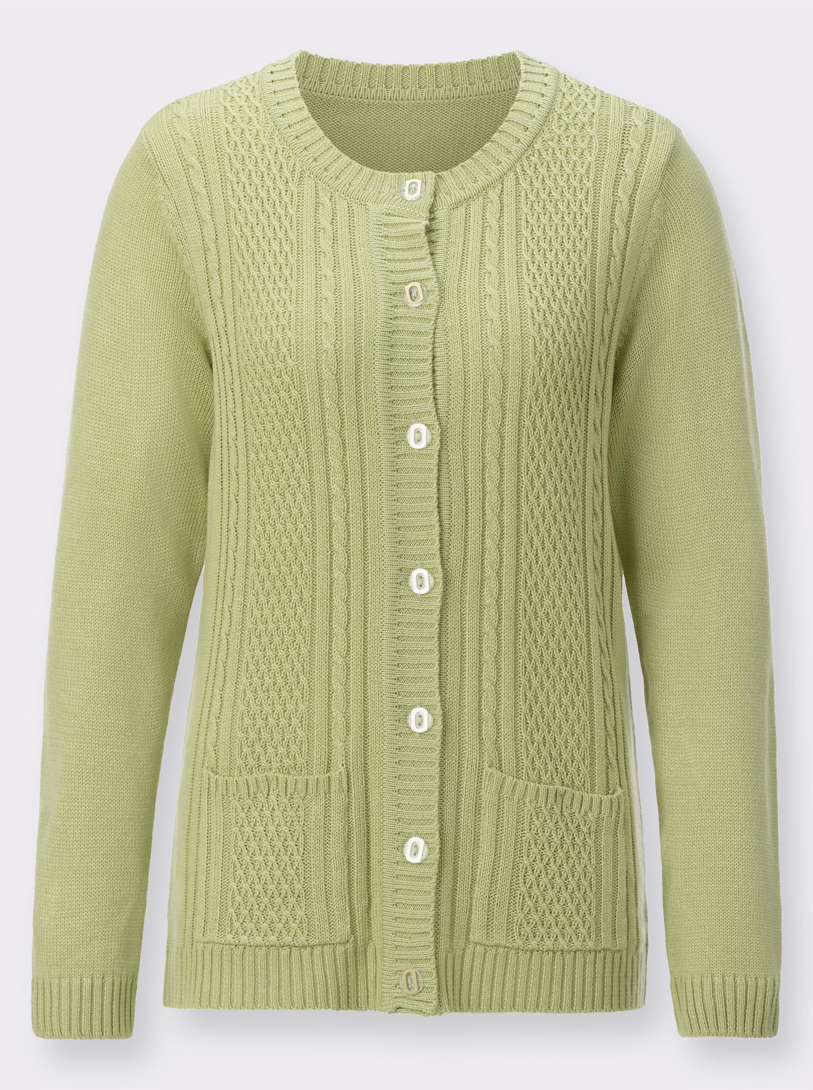 Strickjacke mit Einstrickmuster - lindgrün