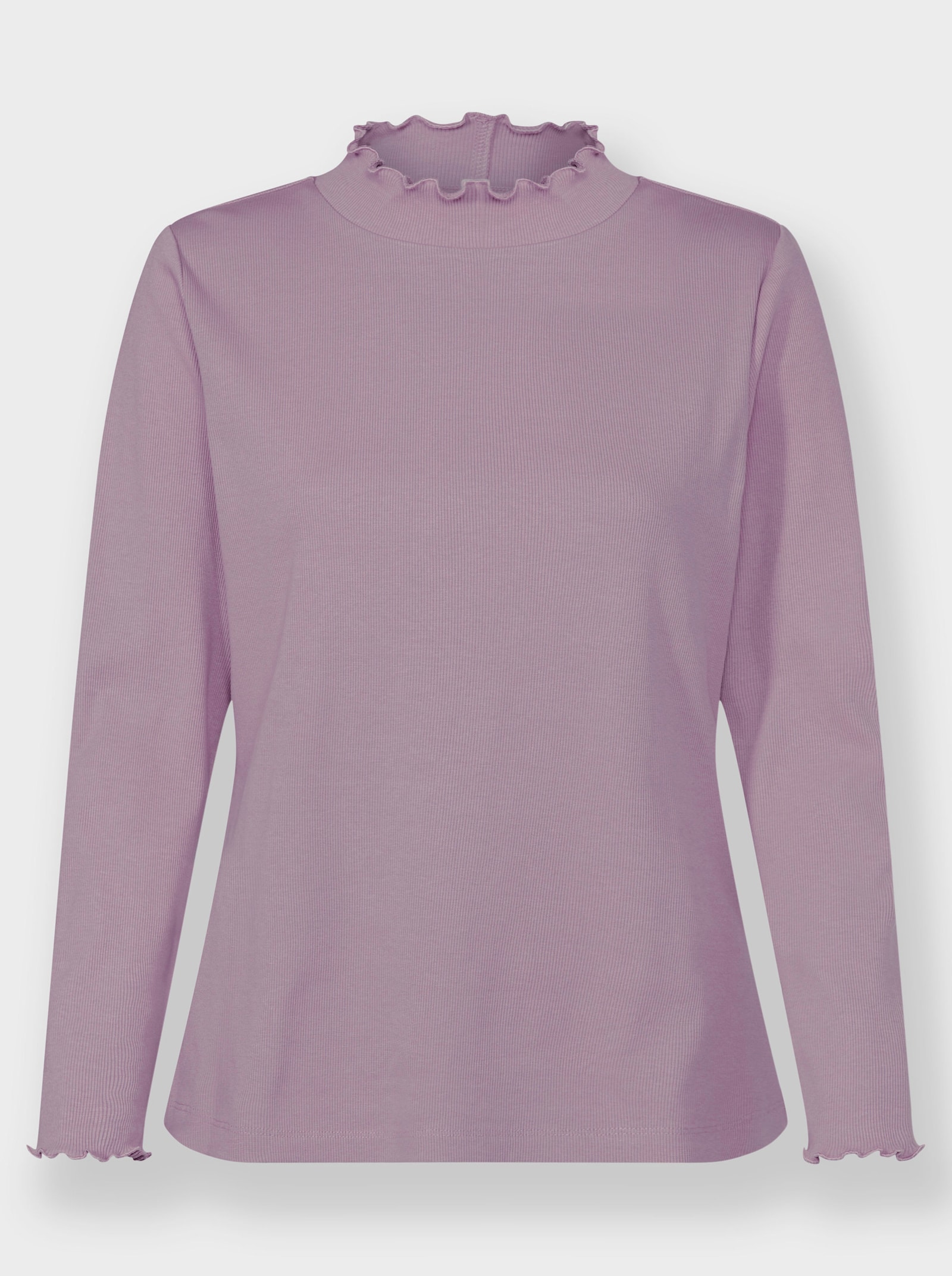 Stehkragenshirt in Rippen-Optik - mauve
