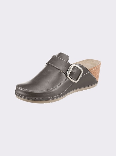 airsoft modern+ Pantolette mit Keilabsatz in Kork-Optik - bronzefarben