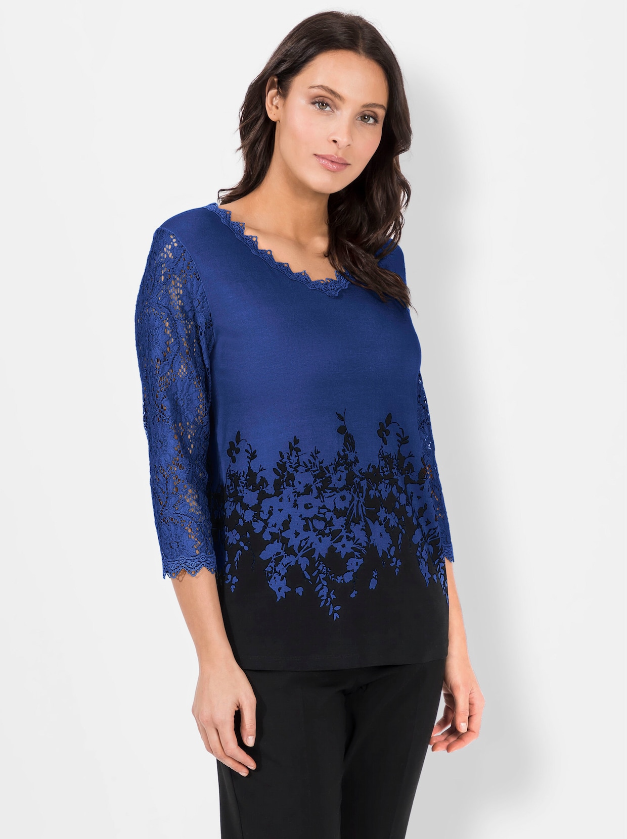 Print-Shirt - royalblau-bedruckt