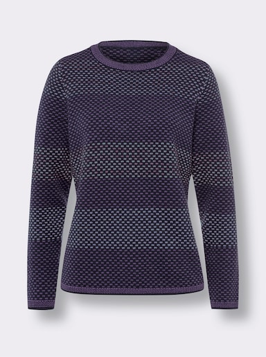 Svetr s dlouhým rukávem z materiálu se snadnou údržbou - lila-námořnická modrá-vzor