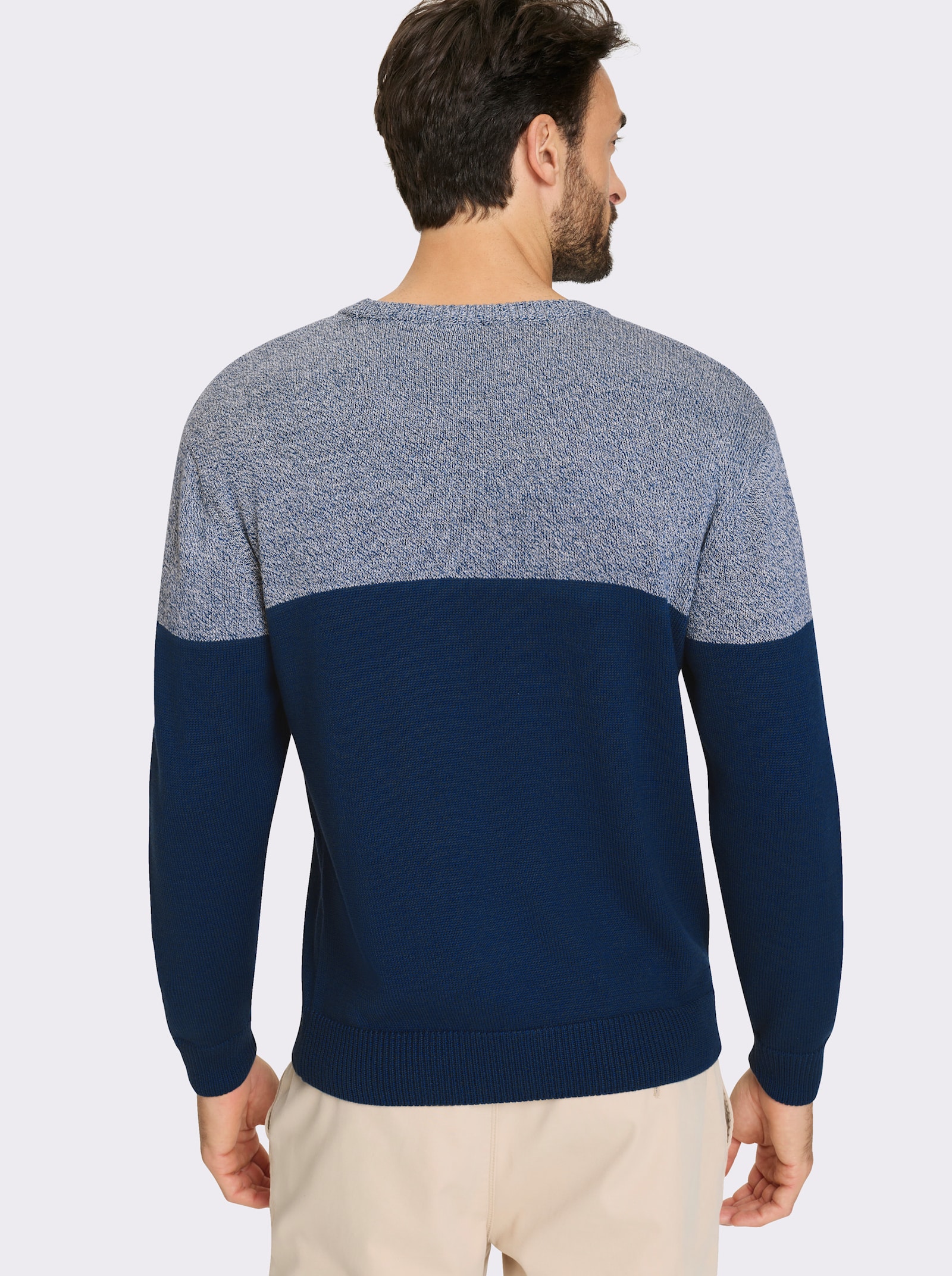Catamaran Rundhalspullover mit Patch - dunkelblau-meliert