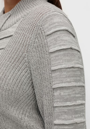 Longpullover - steingrau-weiß-meliert