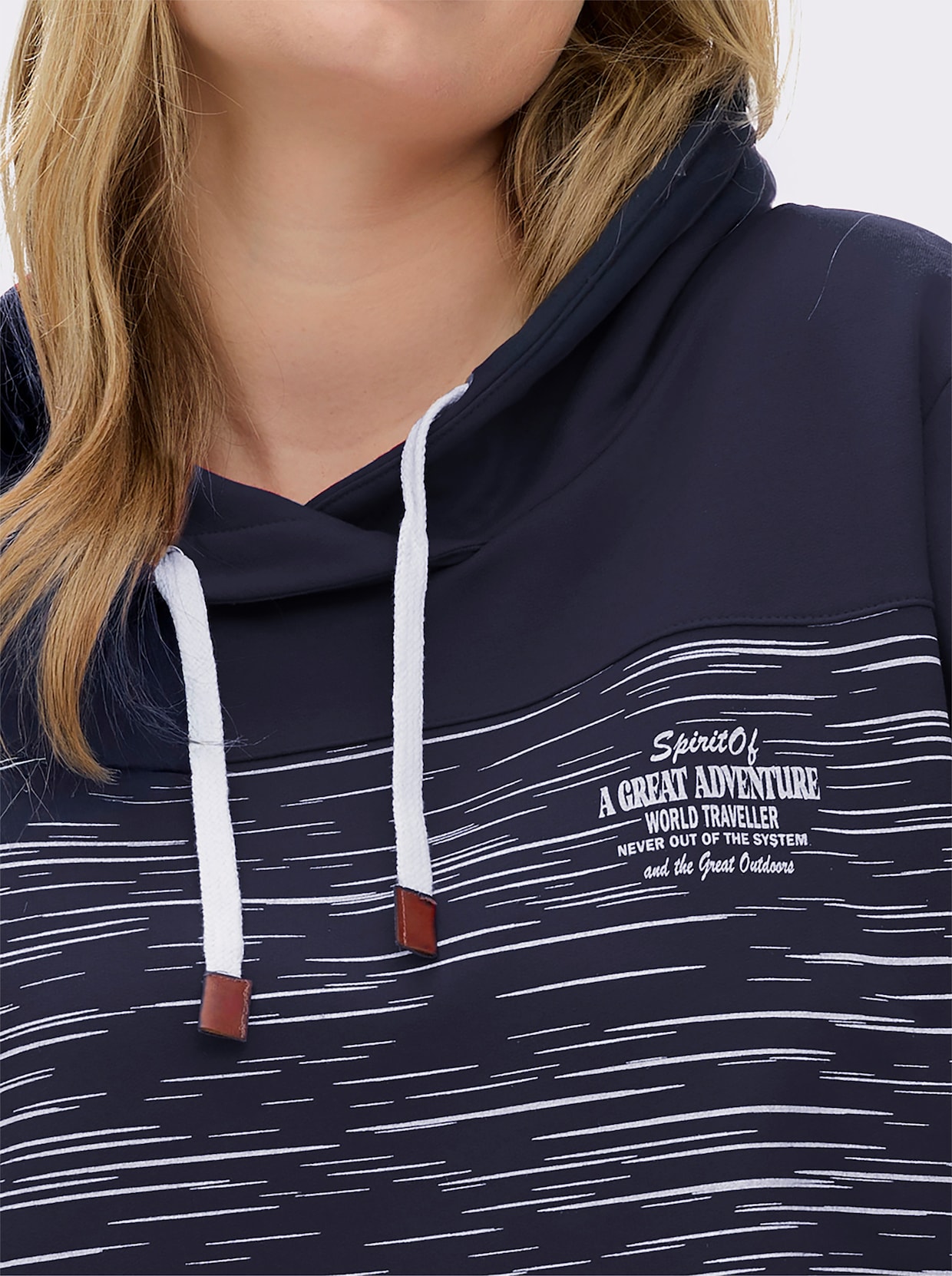 Sweatshirt aus innen angerautem Baumwoll-Mix - marine-bedruckt