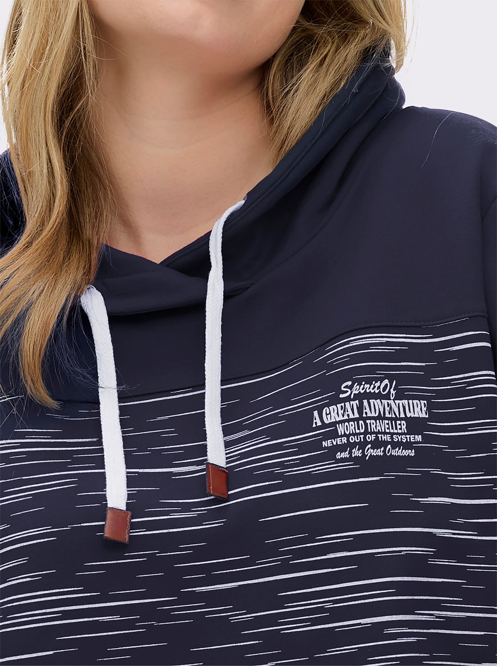 Sweatshirt aus innen angerautem Baumwoll-Mix - marine-bedruckt