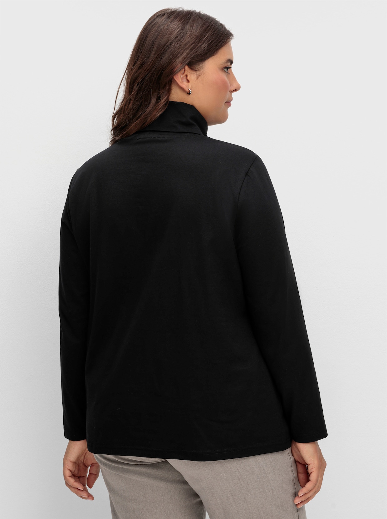 Rollkragenshirt mit langen Ärmeln - schwarz