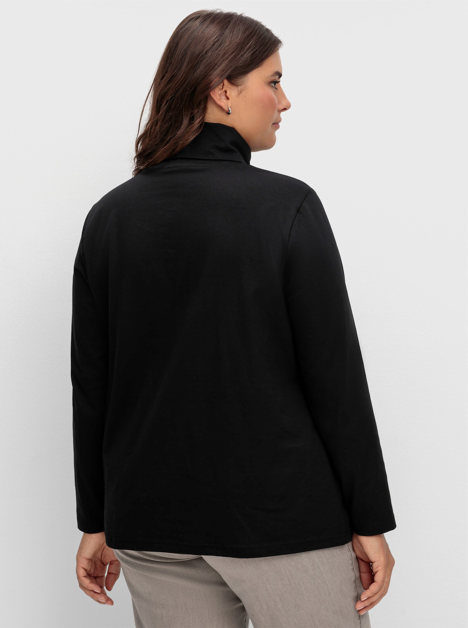 Rollkragenshirt mit langen Ärmeln - schwarz