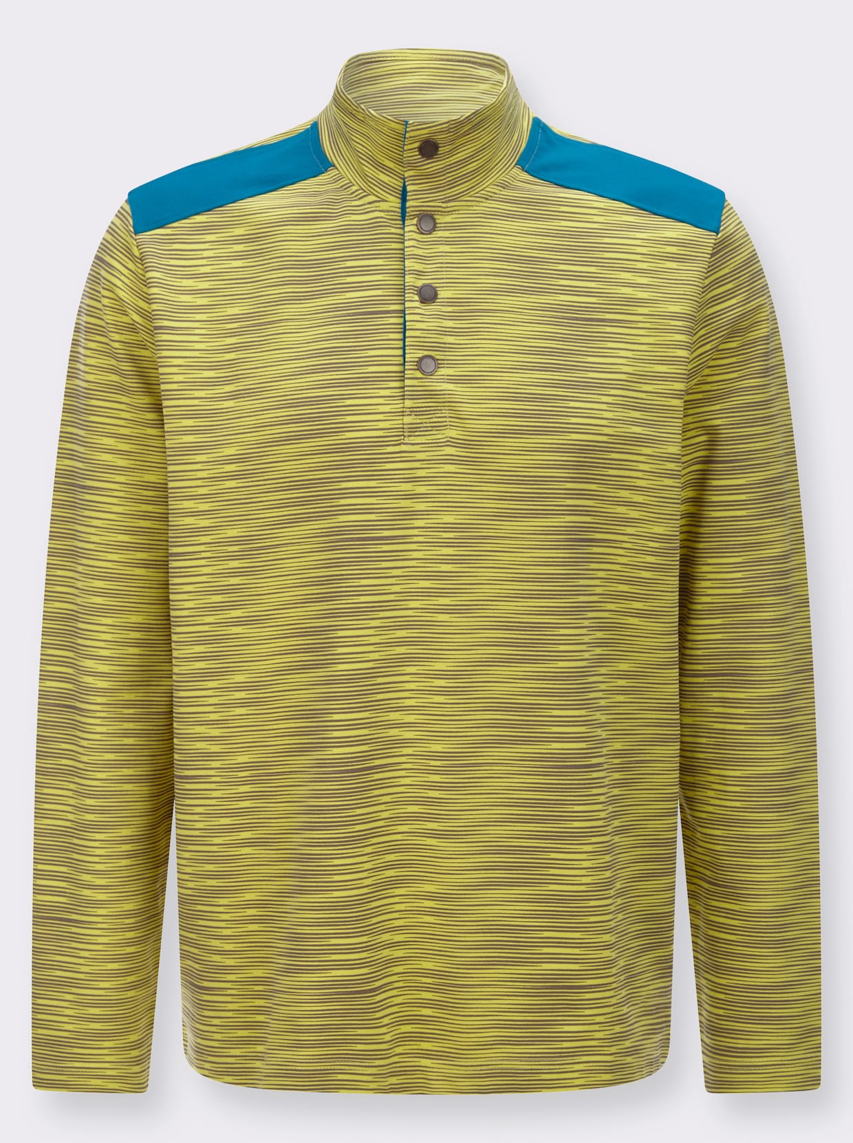 Sweatshirt aus reiner Baumwolle, gestreift - limone-dunkeltaupe-geringelt