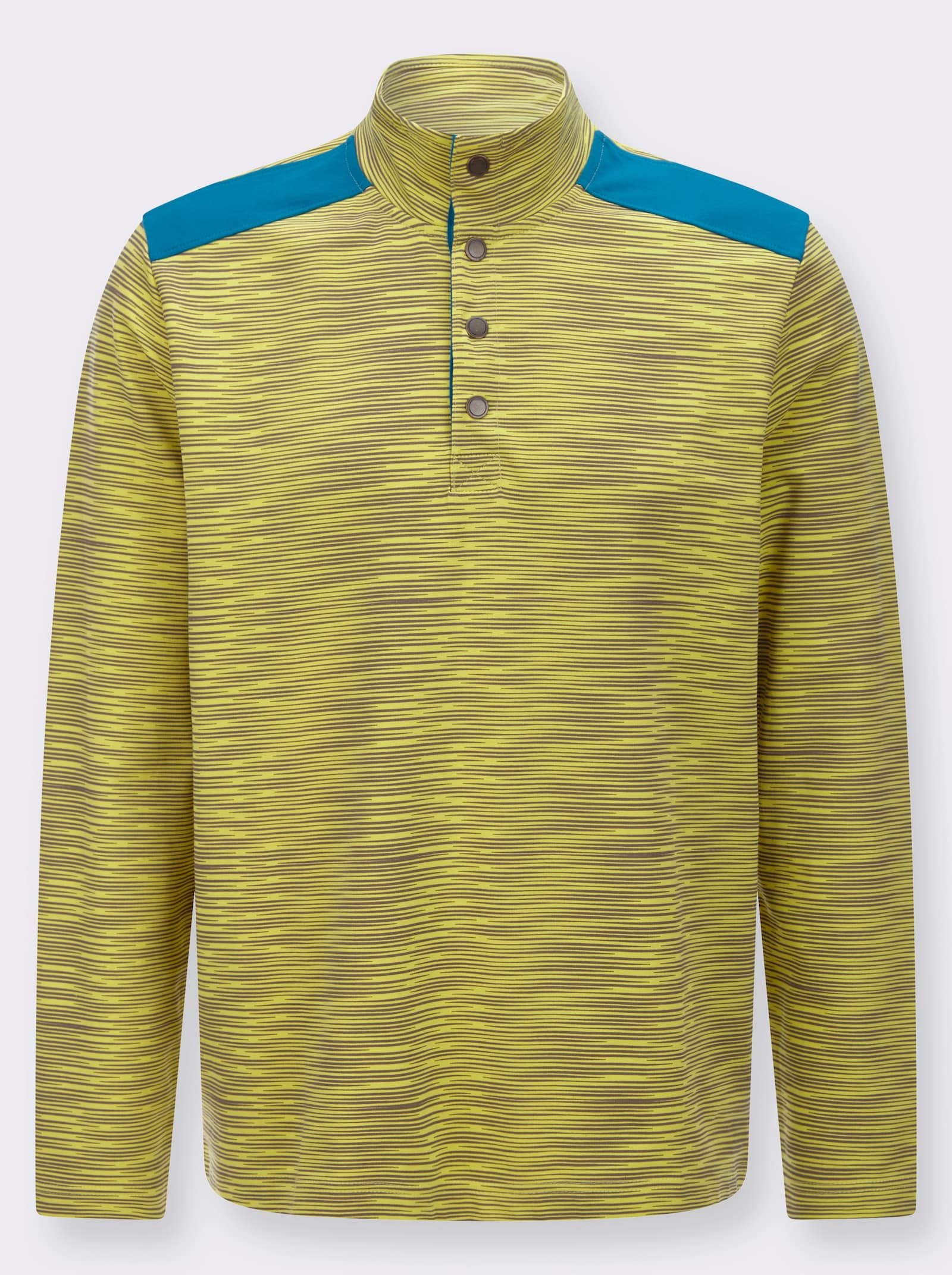 Sweatshirt aus reiner Baumwolle, gestreift - limone-dunkeltaupe-geringelt