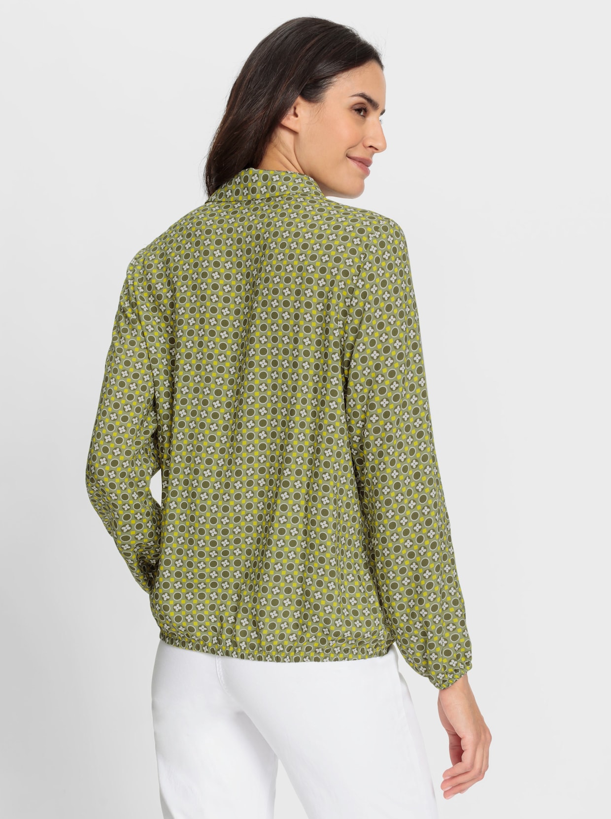 Blouse met print - ecru/rietgroen geprint