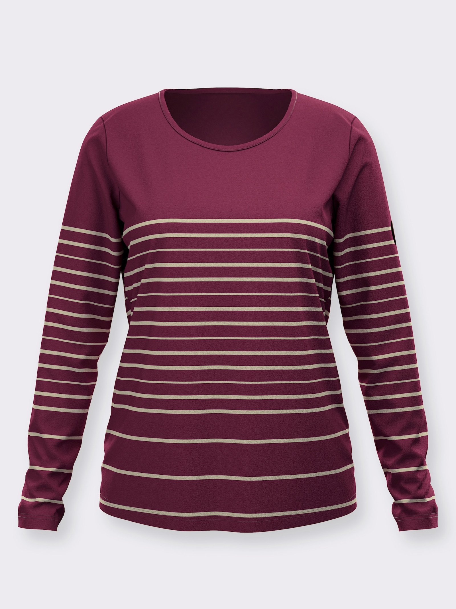 Langarmshirt mit Ringelmuster - bordeaux-sand-geringelt