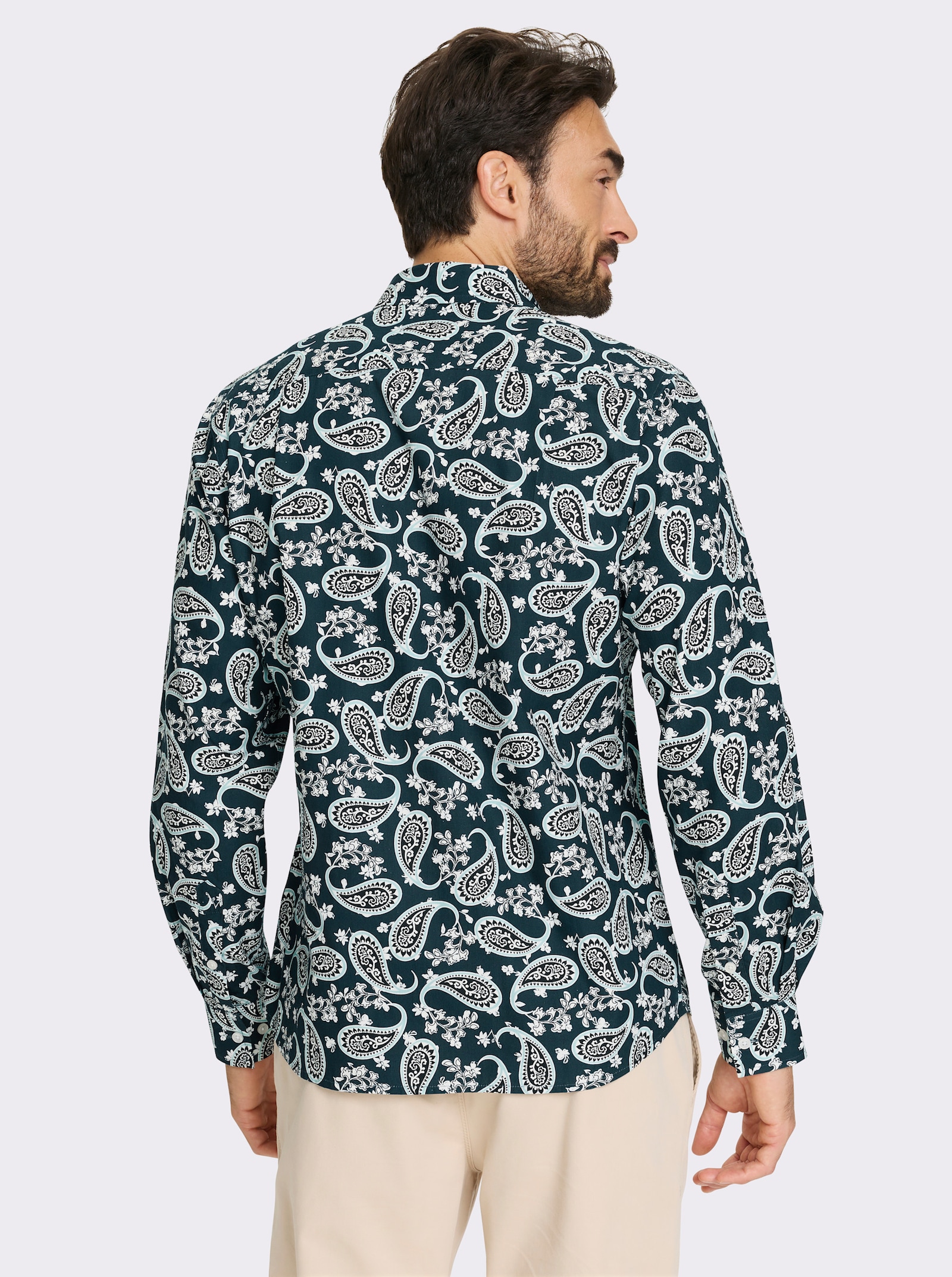 Marco Donati Langarmhemd mit Paisley-Muster - dunkelblau-weiß-bedruckt