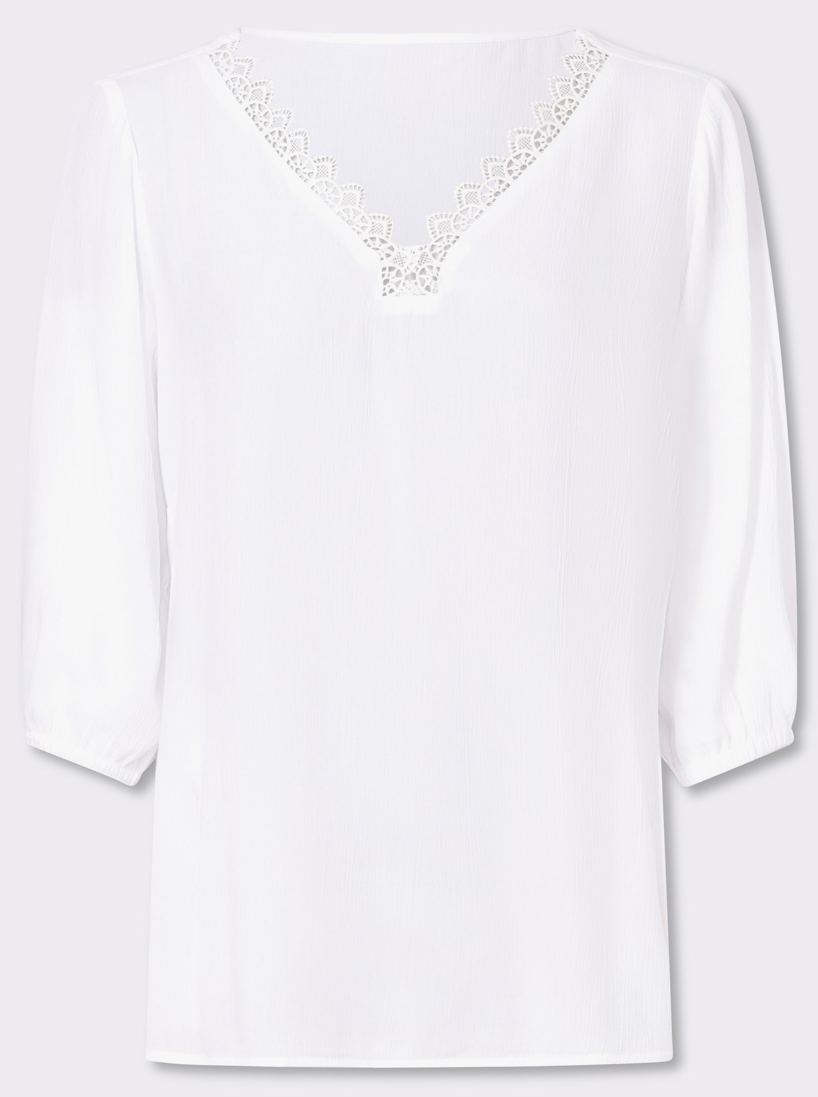 Tunika mit Spitze am V-Ausschnitt - ecru