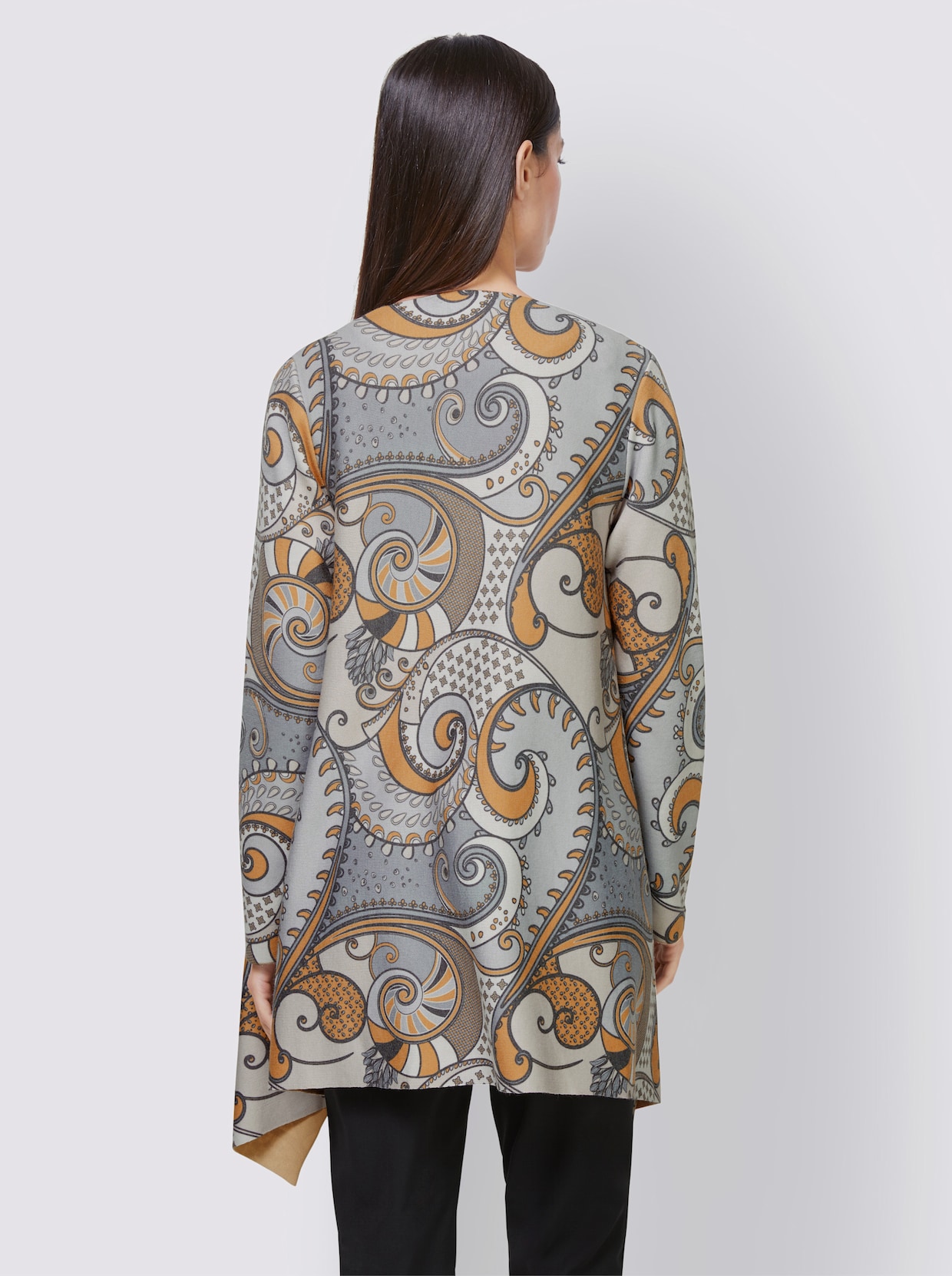 heine Strickjacke - ocker-schwarz-bedruckt