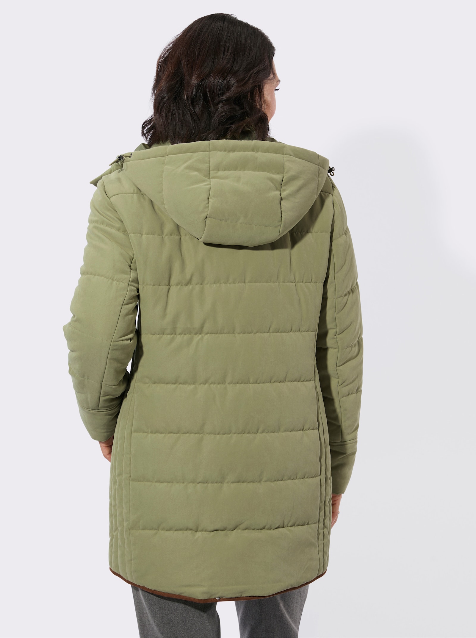 Longjacke mit Stehkragen und Kapuze - schilf