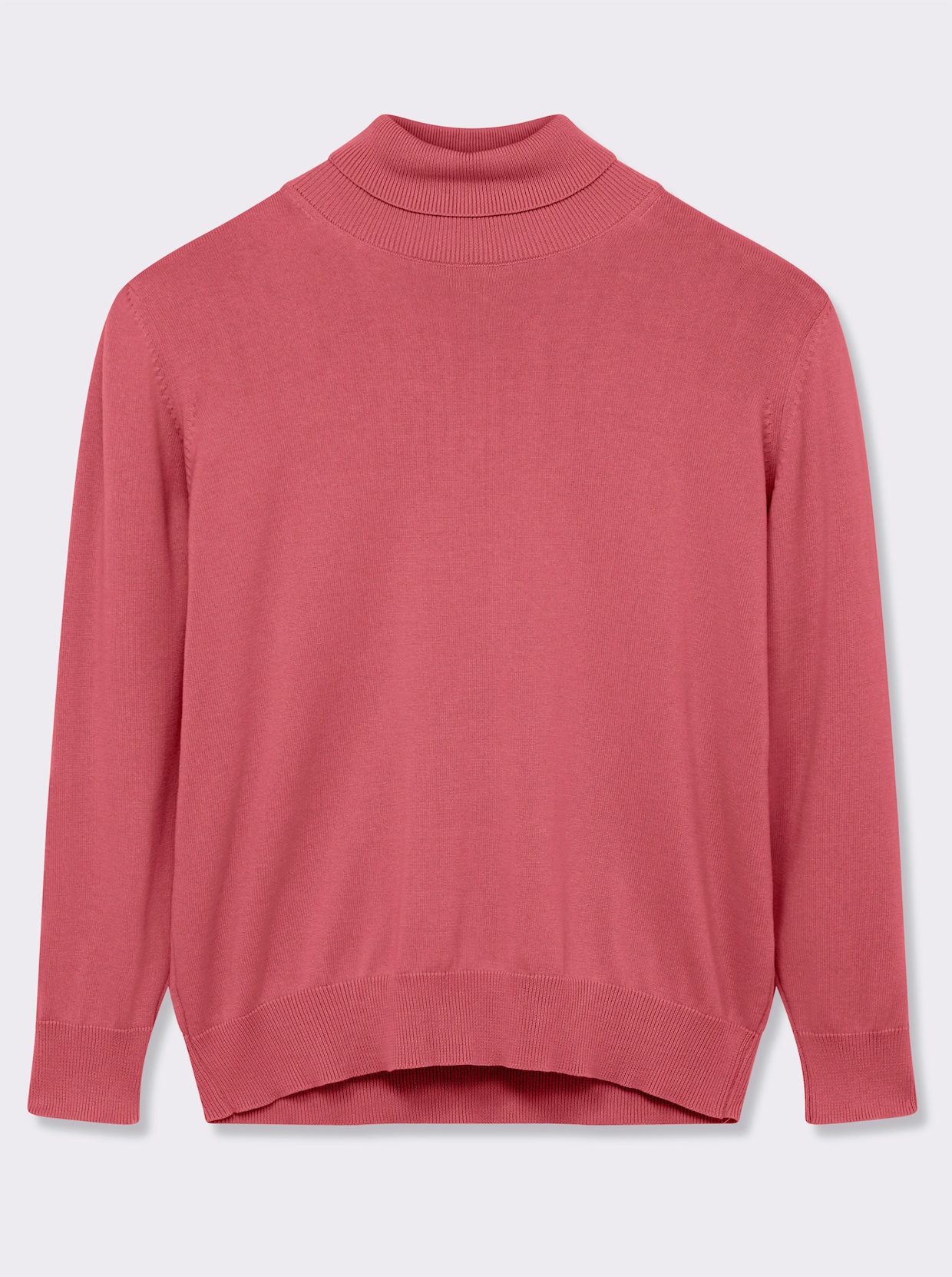 Rollkragenpullover aus reiner Baumwolle - korallenrot