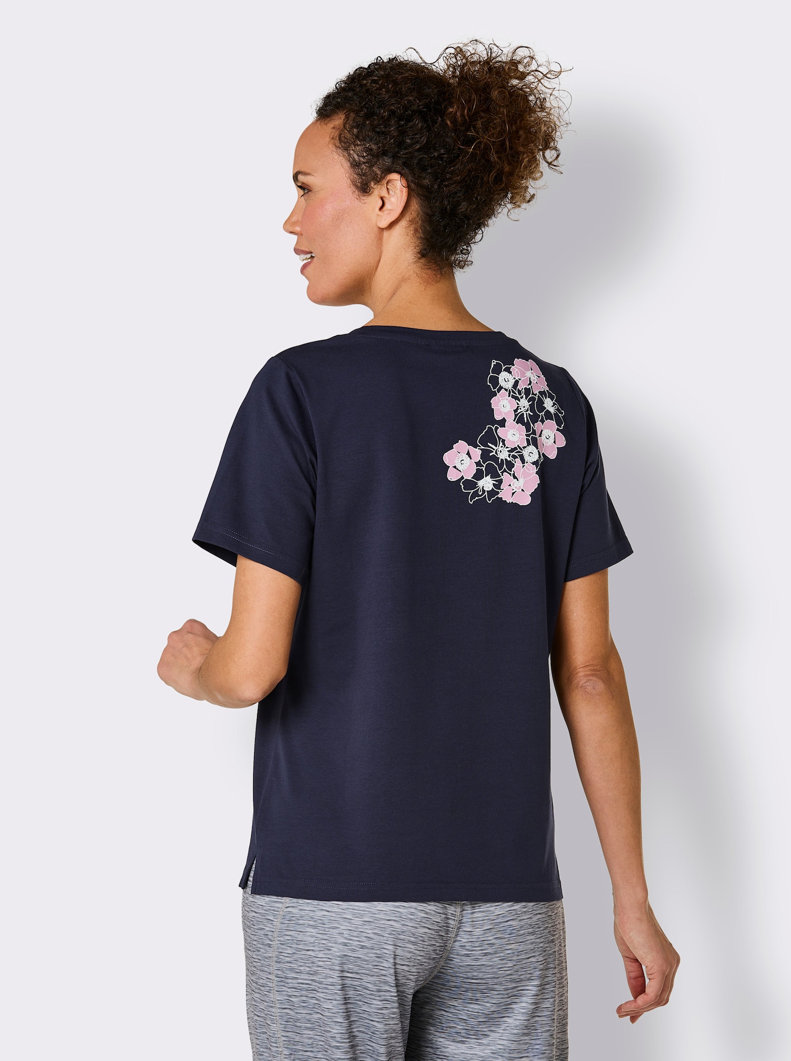 Catamaran Sports Freizeitshirt mit Blütendruck - marine