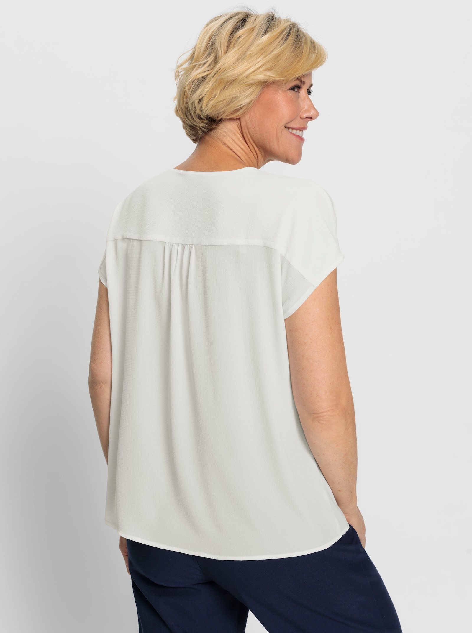 Comfortblouse met lichte structuur - ecru