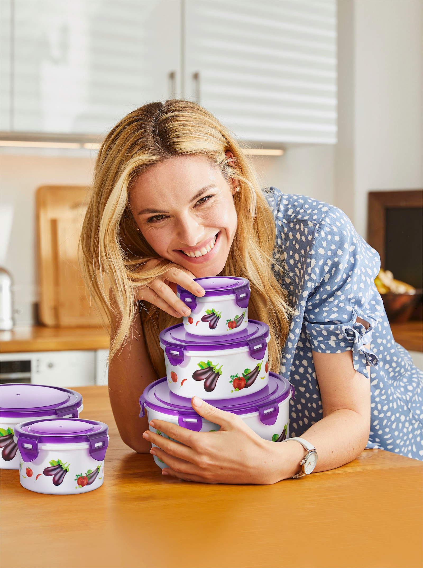 Dosenset - aubergine-gemustert