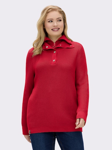 Strickpullover mit Troyerkragen - rot