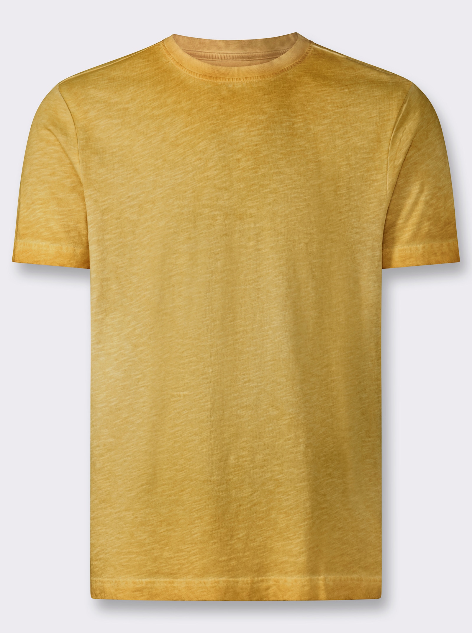 Kurzarmshirt mit Rundhals-Ausschnitt, Baumwolle - ocker