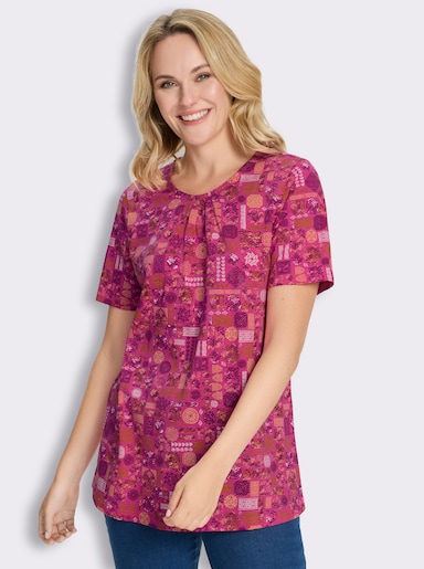 Longshirt - fuchsia-papaya-bedruckt