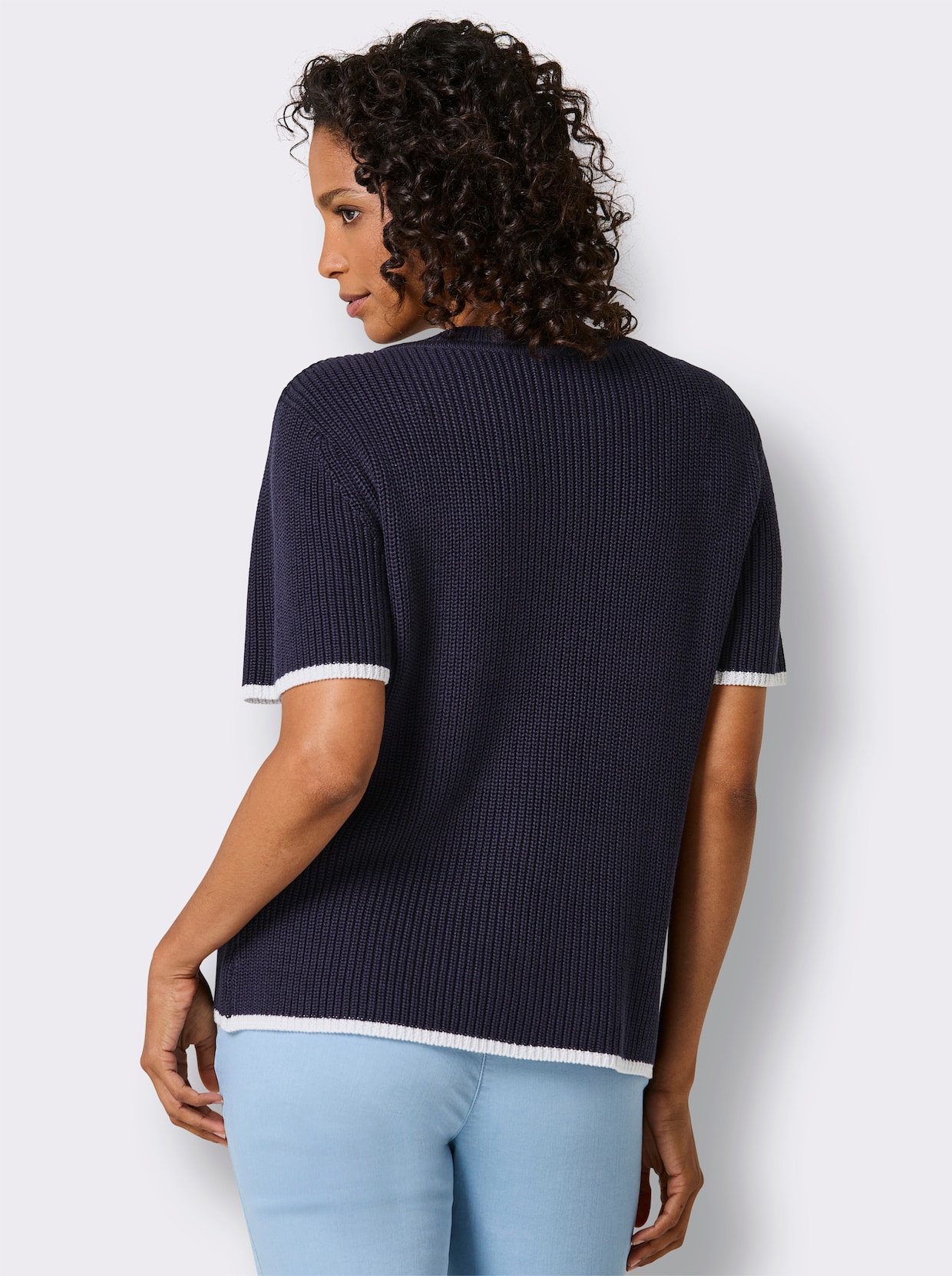 CREATION L PREMIUM Kurzarmpullover - marine