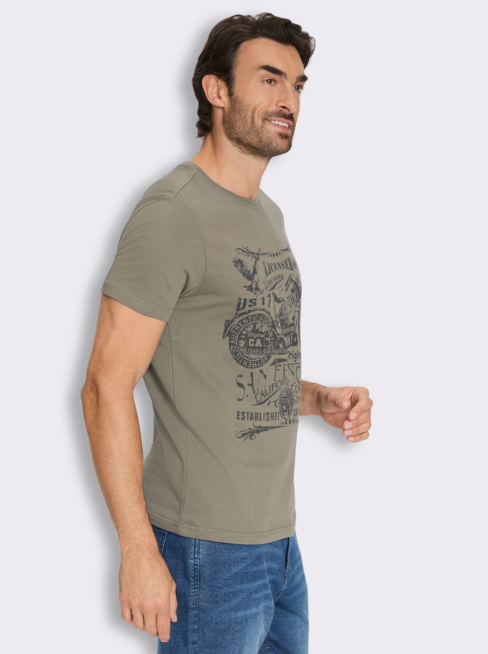 Marco Donati Kurzarmshirt mit Front-Print, Baumwolle - schlamm-bedruckt