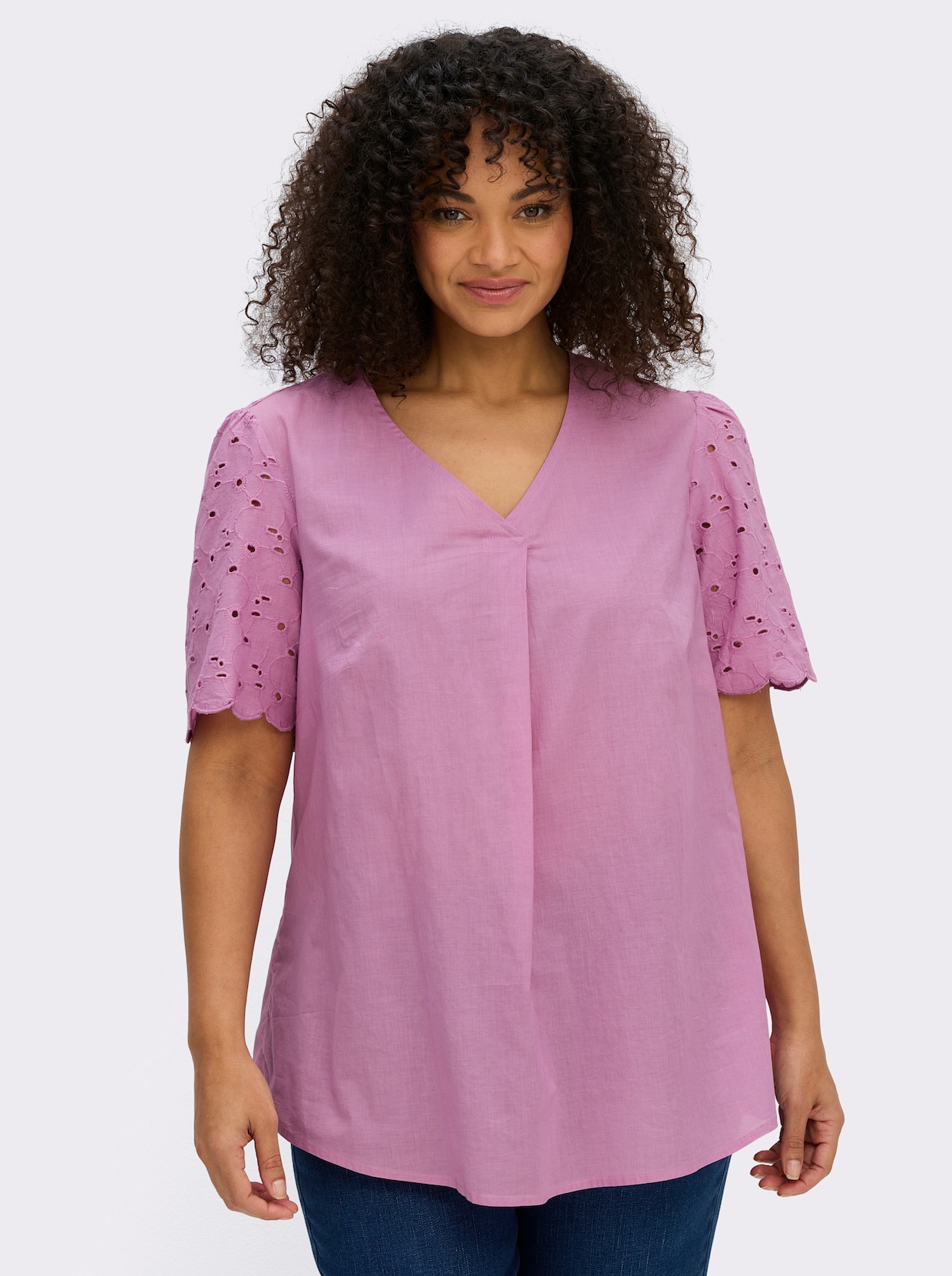 sheego Tunique avec broderie ajourée - orchidée