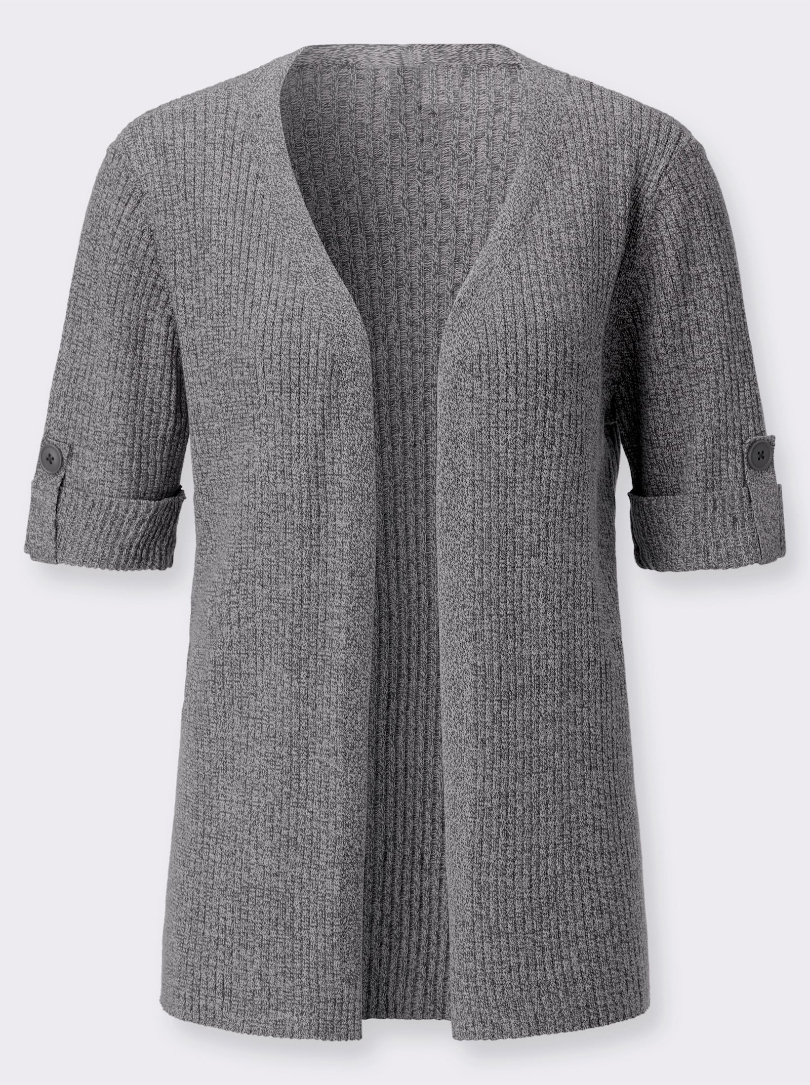 Vest van gemêleerd garen, onderhoudsarm - zwart/wit gemêleerd