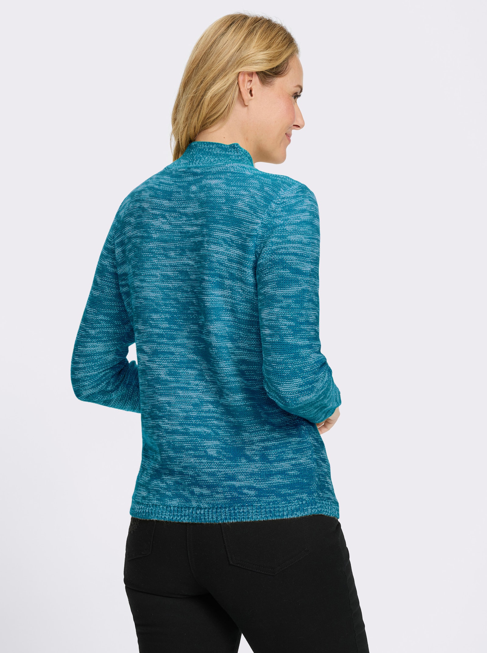 Stehkragenpullover aus Melange-Strick - topas-meliert