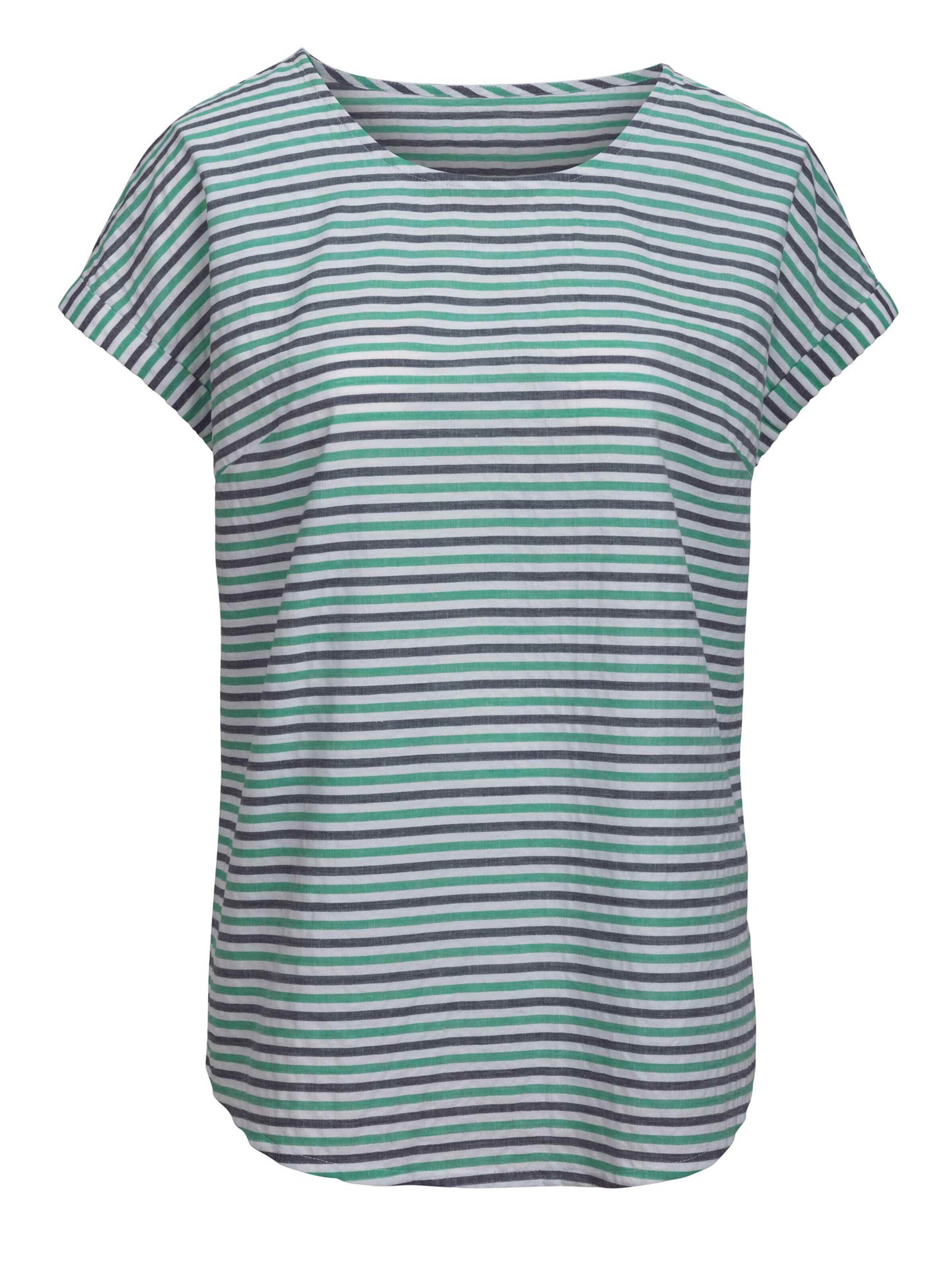 Bluse - marine-grün-geringelt