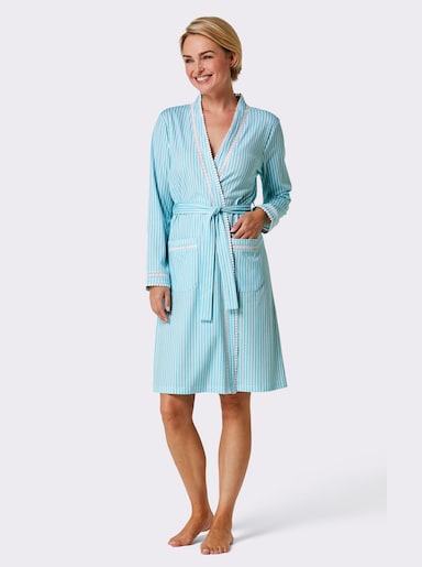 wäschepur Morgenmantel - weiß-aquamarin