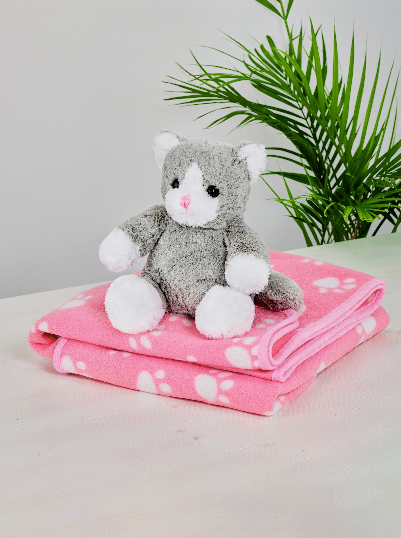 Deken met kat - roze