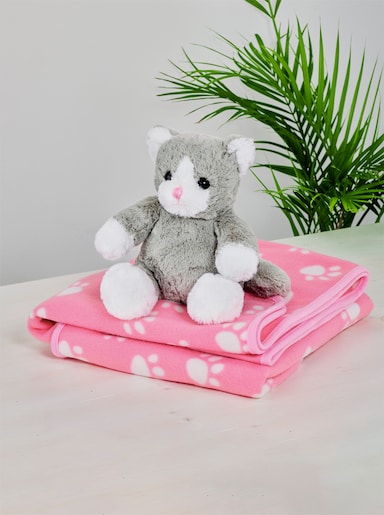 Decke mit Katze - rosé