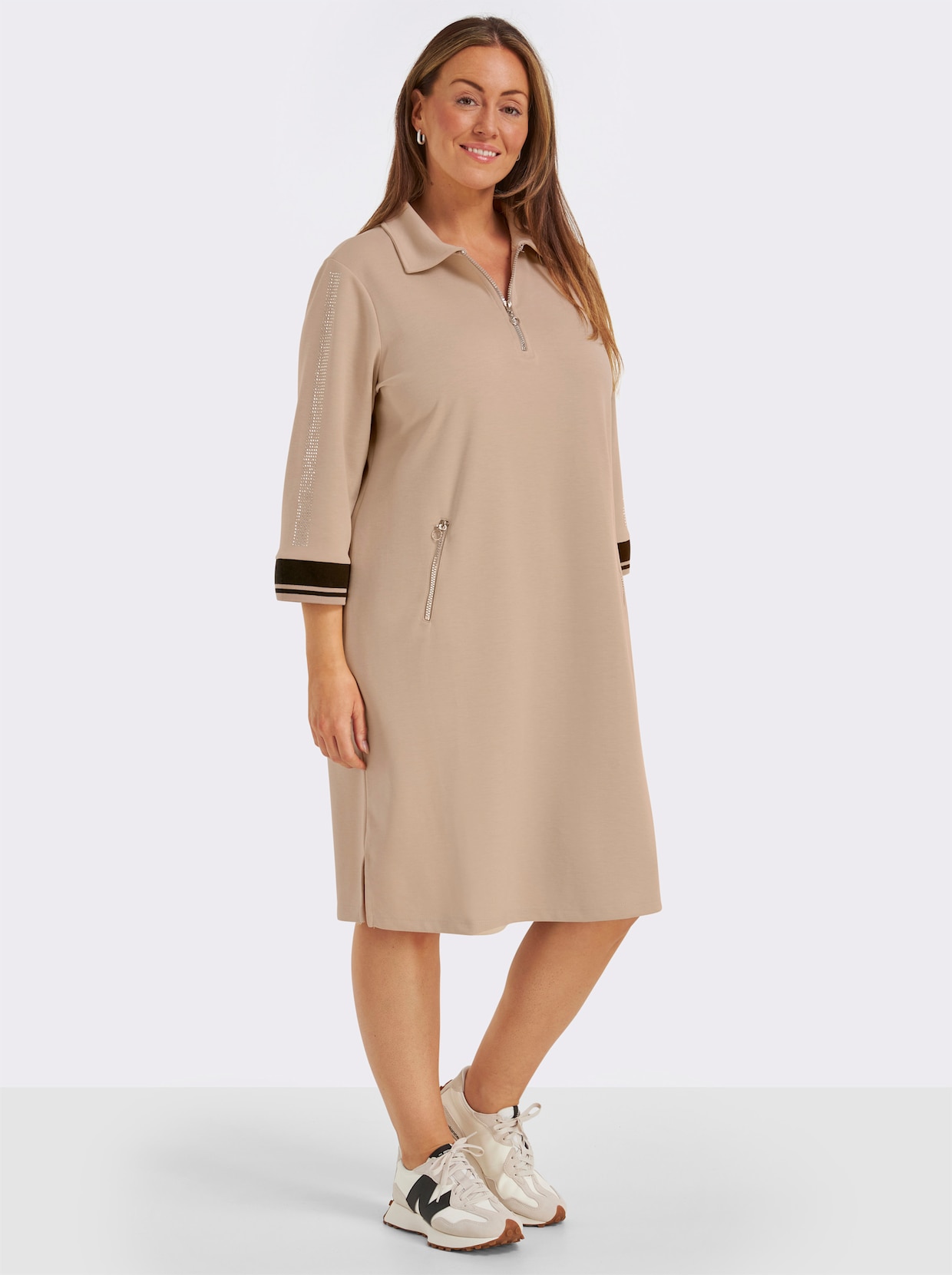 Polokleid im hochwertigen Modal-Mix - beige-schwarz