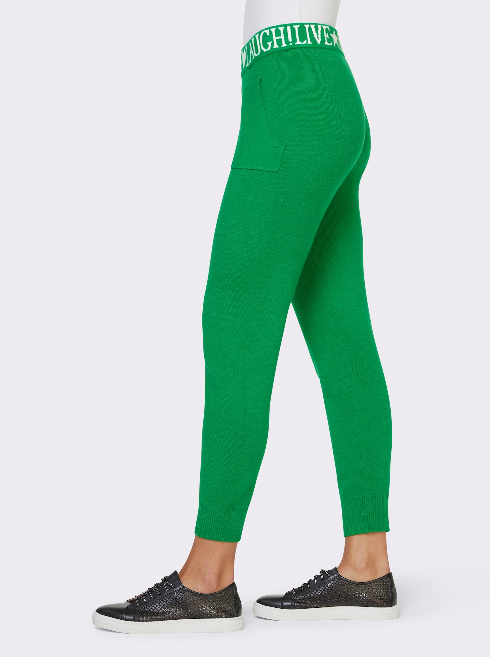 heine Strickhose mit Schriftzug - grasgrün