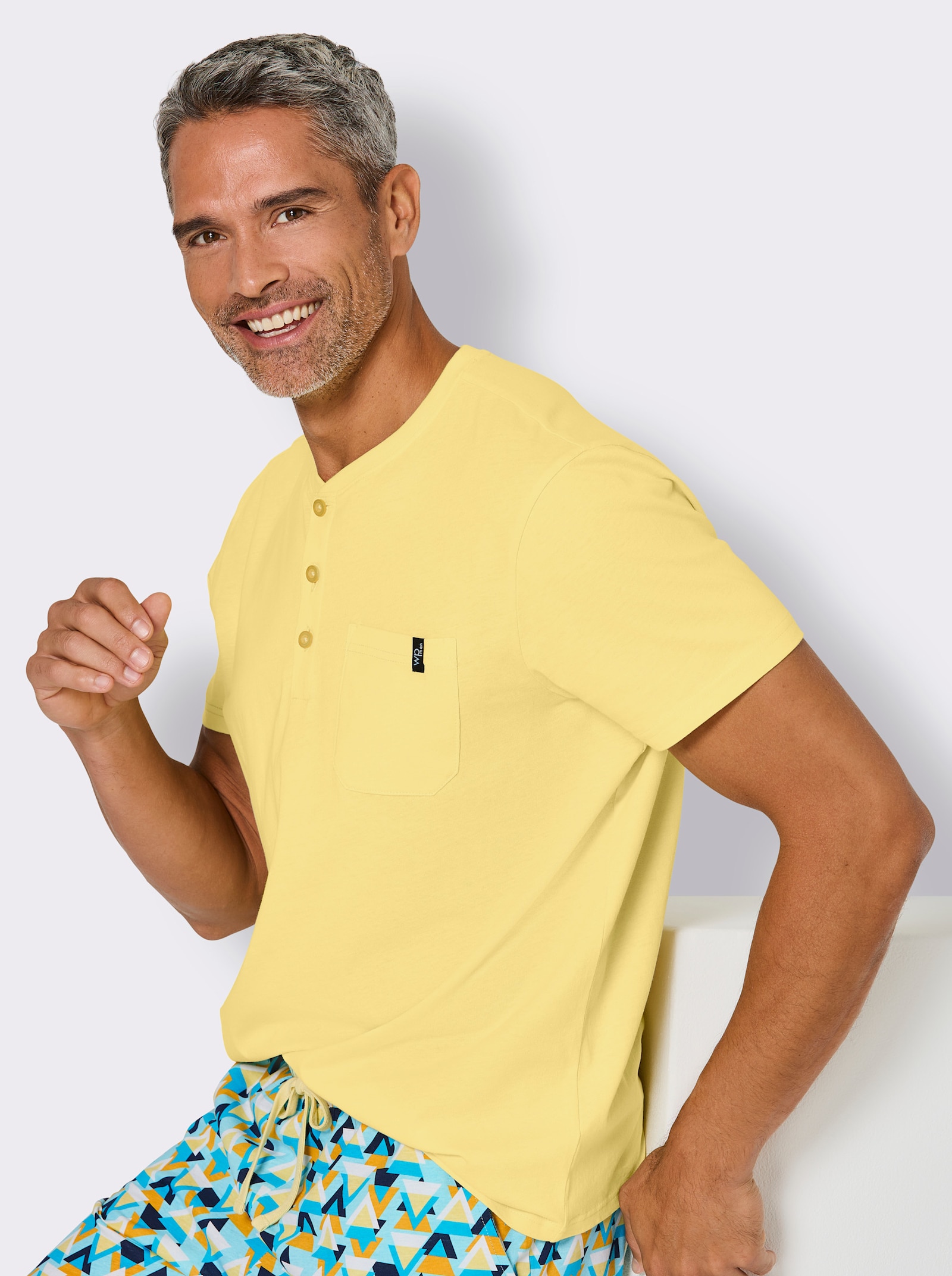 wäschepur men shortama - citroen/turquoise bedrukt